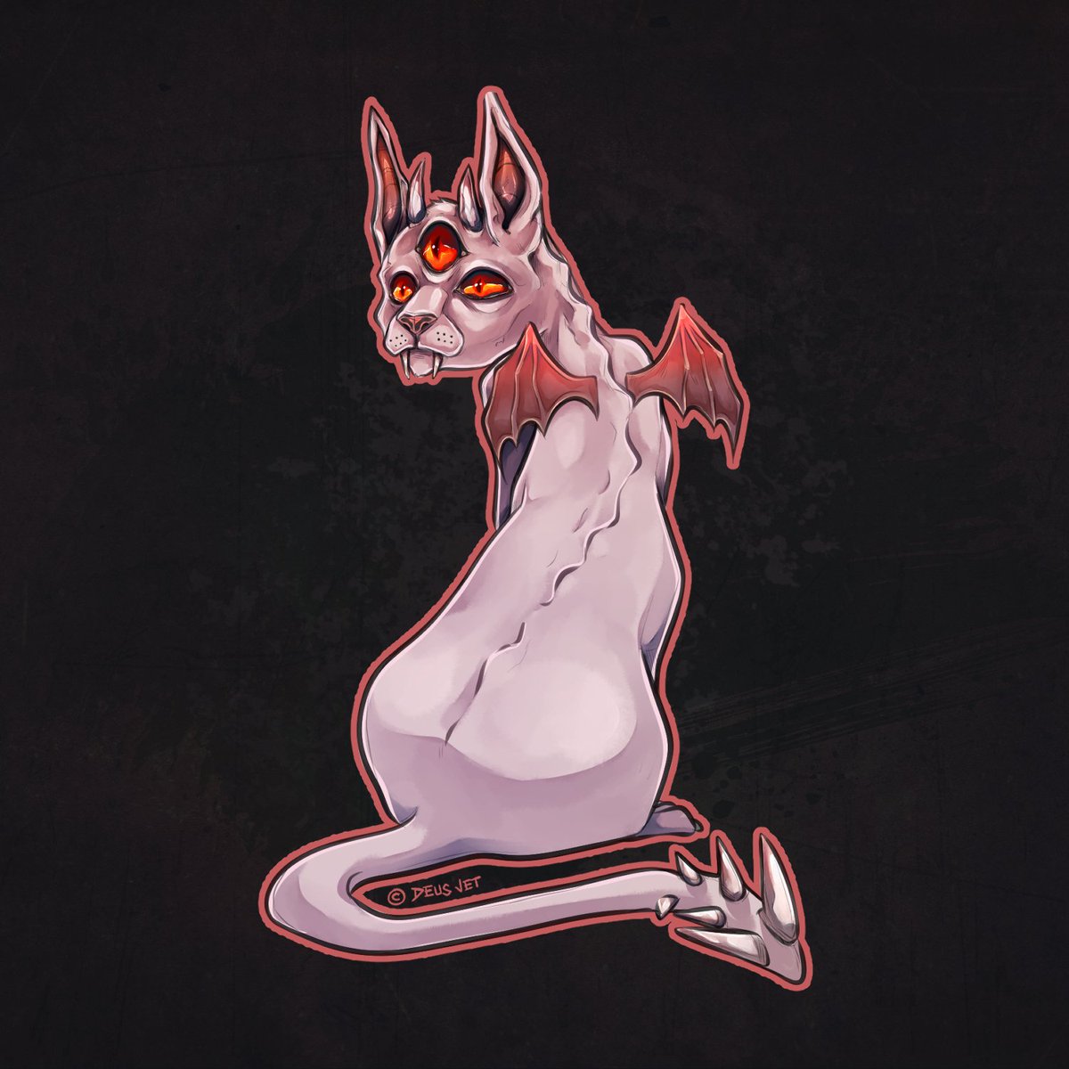 DeusJet's tweet photo. Which one of my four demon cats would you adopt if you could ONLY ADOPT ONE? Just one, you cat-oholic 👁 I'm watching you, don’t try anything.
#cat #demoncat #catart #scarycat #catlover https://t.co/YsFlx64rtt