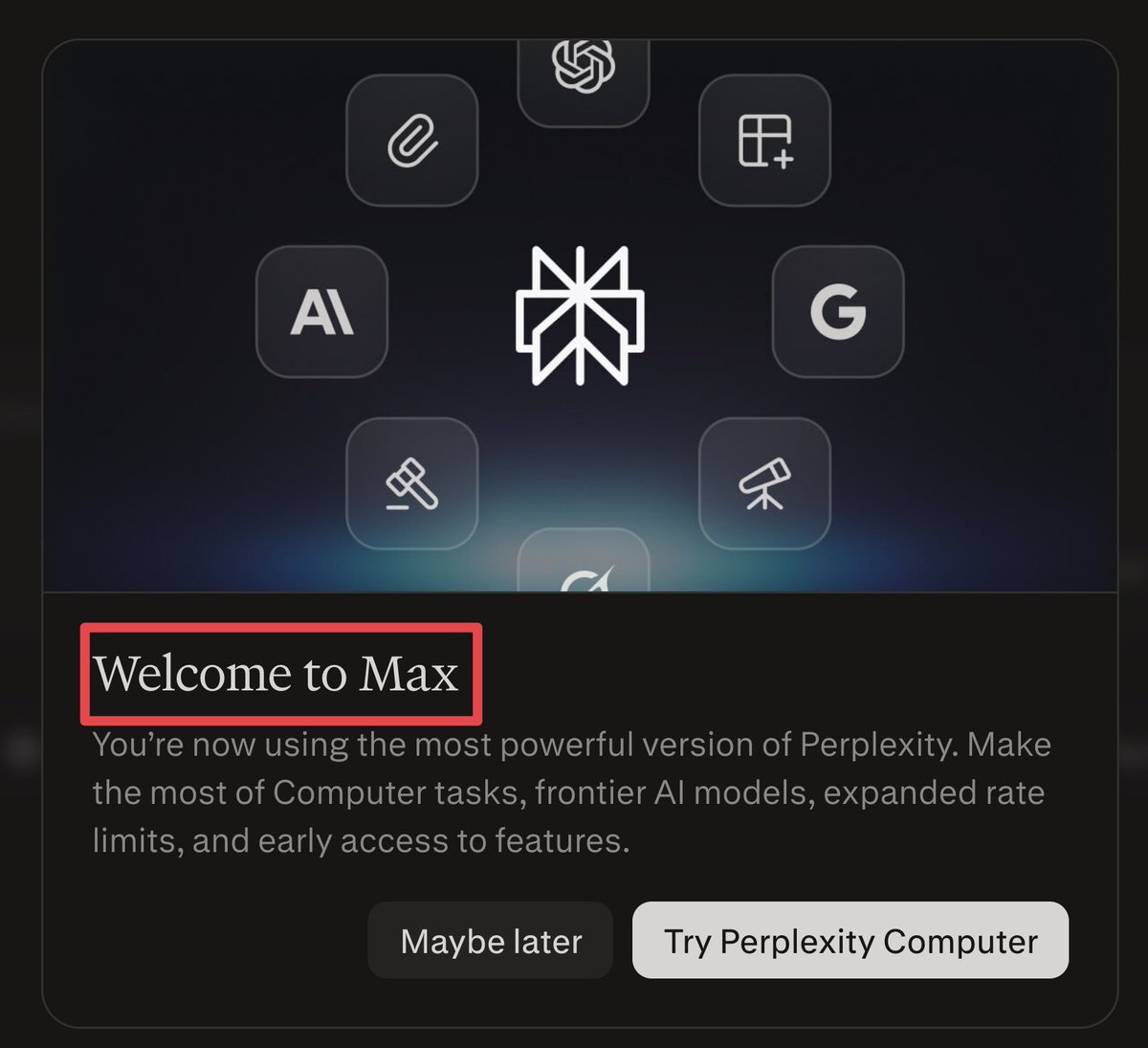 Max upsell screen