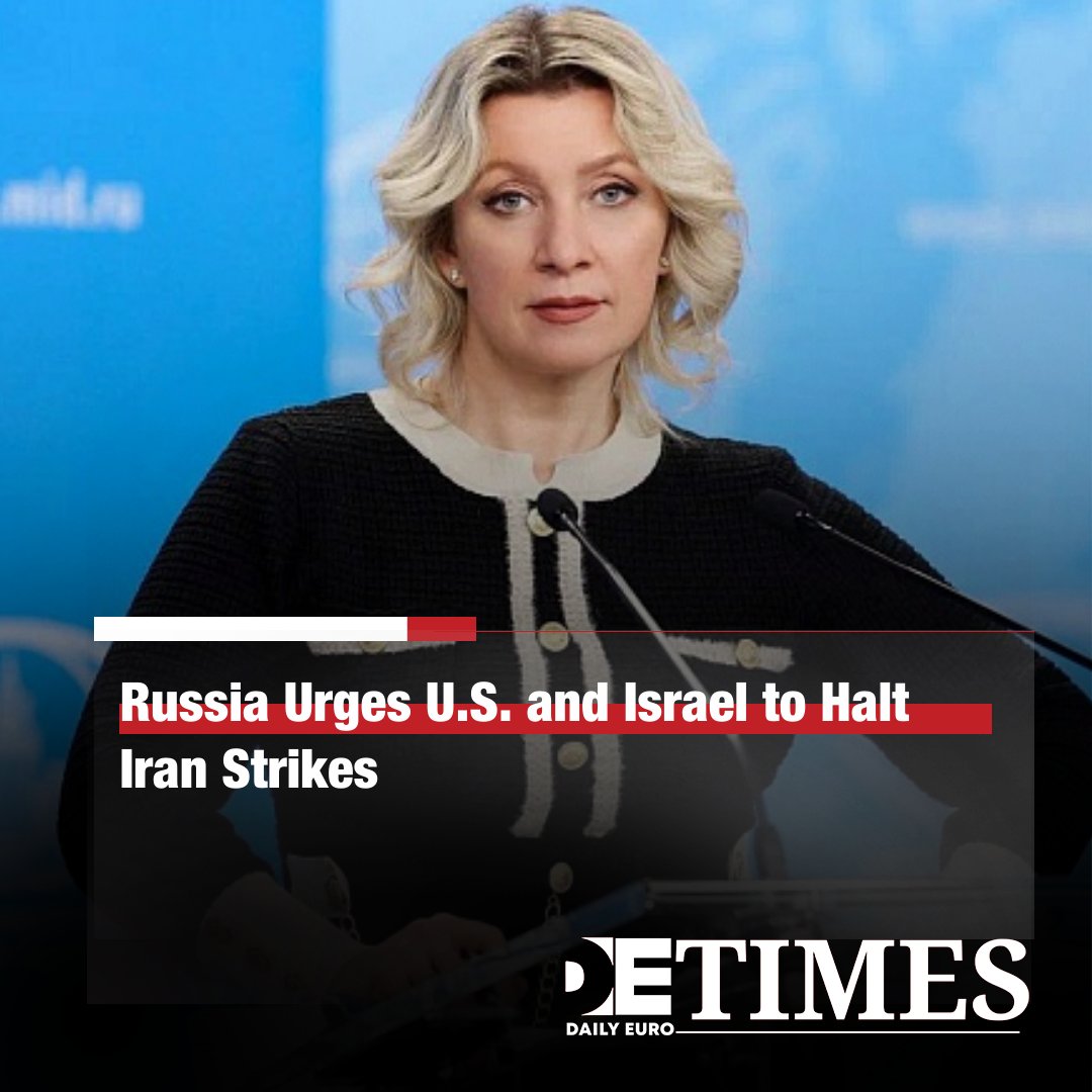 dailyeurotimes's tweet image. Moscow Calls for Talks to End Iran Escalation

#Russia urges the United States and #Israel to halt strikes on Iran and return to negotiations, Foreign Ministry spokeswoman #MariaZakharova says.

#Moscow warns civilian casualties from what it calls illegal military action have