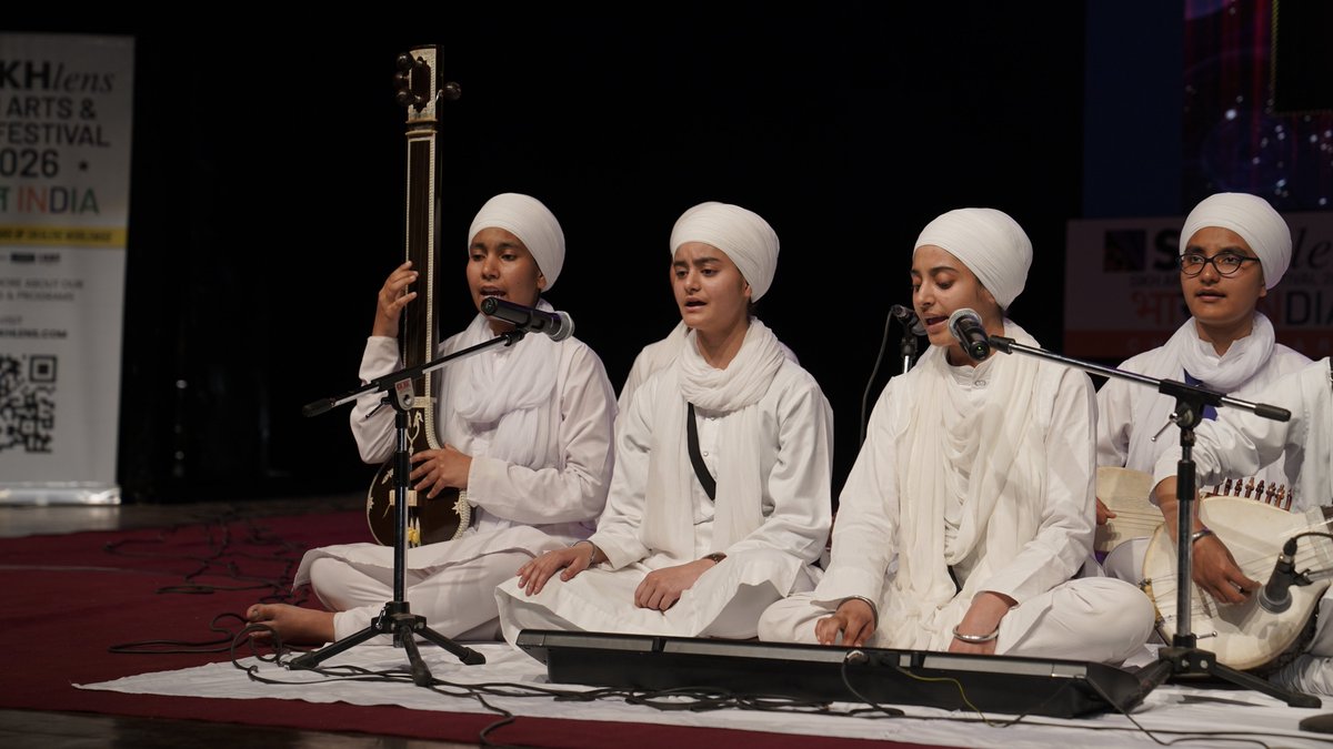 pinakamediawork's tweet photo. Official Pictures #SikhlensHonors #SikhlensIndia2026
Post 64 - Issued on March 12, 2026 | 
The Divine Orchestra by Akal College (Eternal University, Baru Sahib) at #SikhlensIndia2026 was a profound experience. 🎶 https://t.co/JtU4uk8ZGD