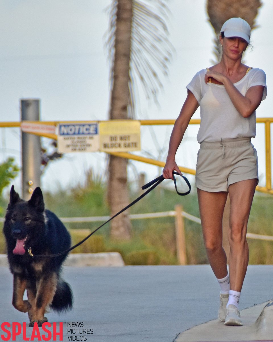 Supermodel stroll: Gisele Bündchen enjoys a sunny day in Miami walking her beloved German Shepherd Alfie 🐶