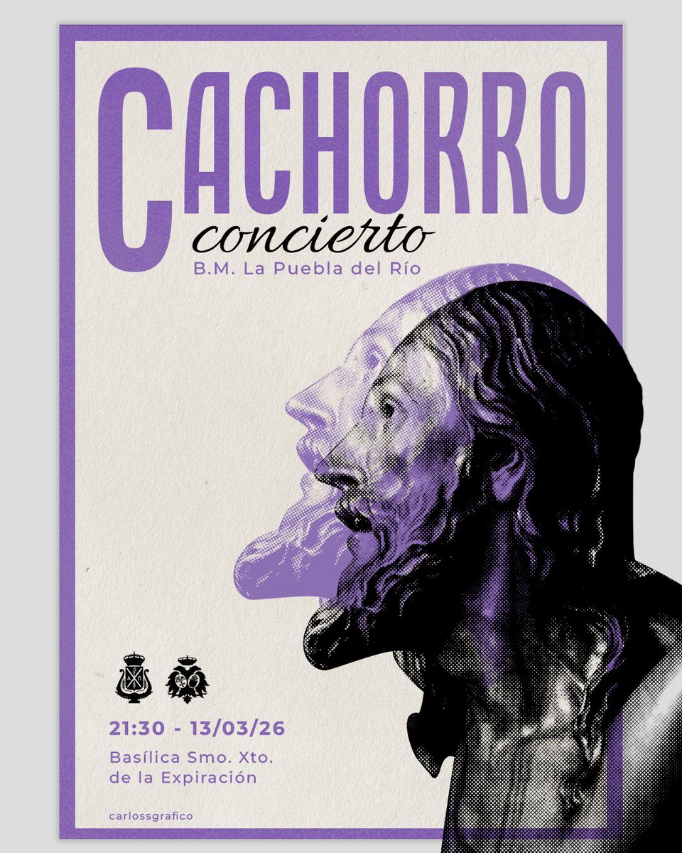 HdadCachorro's tweet photo. ⚫ Concierto de @BM_LaPuebla

📅 Viernes, 13 de marzo
⏰ 21:30 horas
⛪️ Basílica del Santísimo Cristo de la Expiración.

#CuaresmaEnElCachorro #Cachorro26 https://t.co/eMPyizeZWt