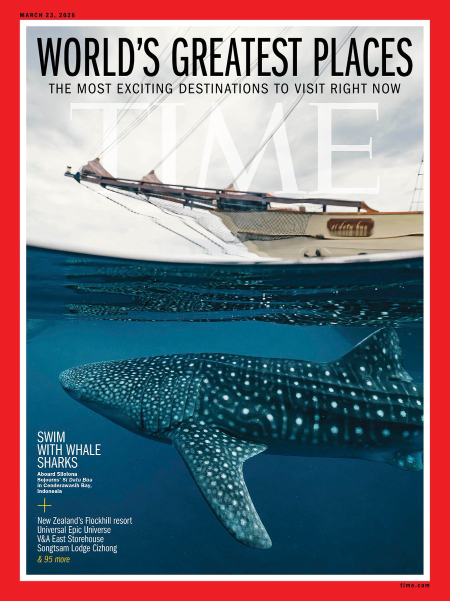 TIME's tweet photo. TIME’s new cover: Our collection of the most exciting destinations around the globe takes you from remote mountains to bustling cities. Explore the 100 spots that made the 2026 World’s Greatest Places list here: https://t.co/vNFoMsahU6 https://t.co/aCyk56zZMg