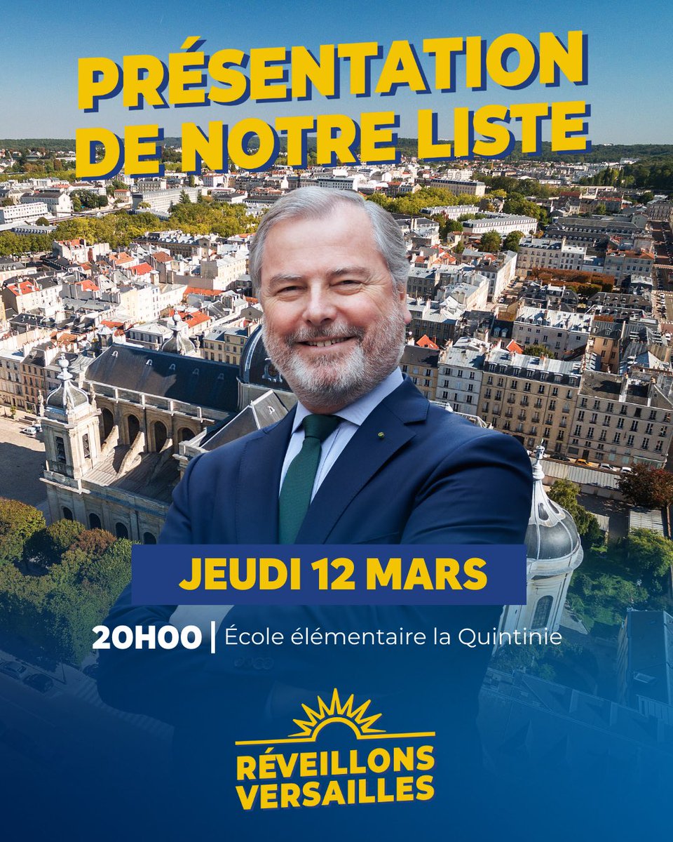 ud_versailles's tweet photo. Retrouvez-nous ce soir pour notre réunion publique de fin de campagne ! 

L’occasion de vous présenter de notre liste au complet et d’échanger une dernière fois sur notre projet au service de tous les versaillais. 

Ensemble, réveillons Versailles ! 💙💛 https://t.co/7GjDGxzn8c