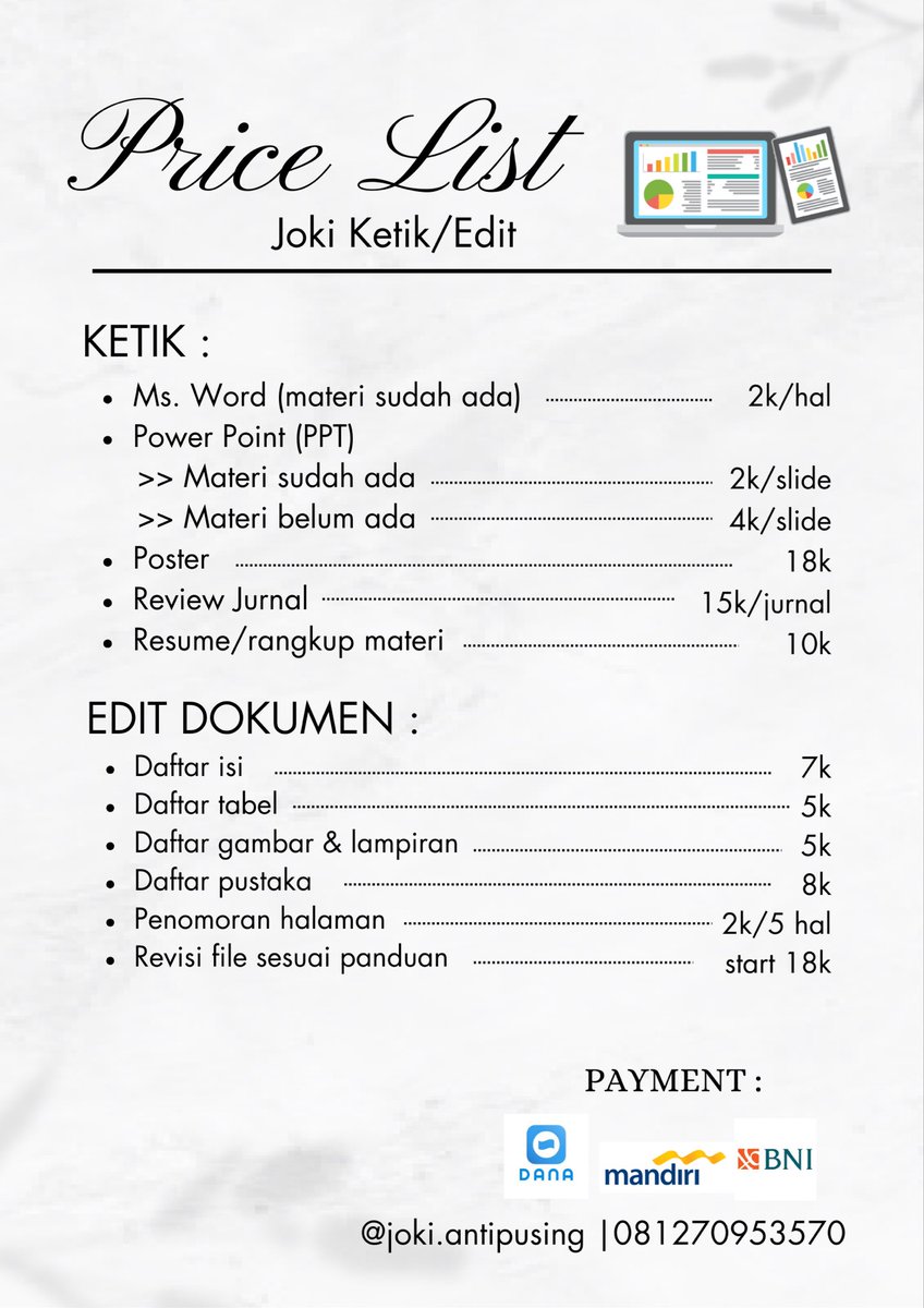 joki4ntipusing's tweet photo. hai gys! open joki tugas, skripsi, makalah, resume, ppt, revisi skripsi, resume video yt, outline skripsi, jurnal skripsi, edit dokumen, daftar isi, daftar pustaka, cari jurnal, essay, laporan praktikum , dll. 

order ke https://t.co/8E5j9EMvfF

#jokitugas #zonauangㅤ https://t.co/Zd47cwaaPW
