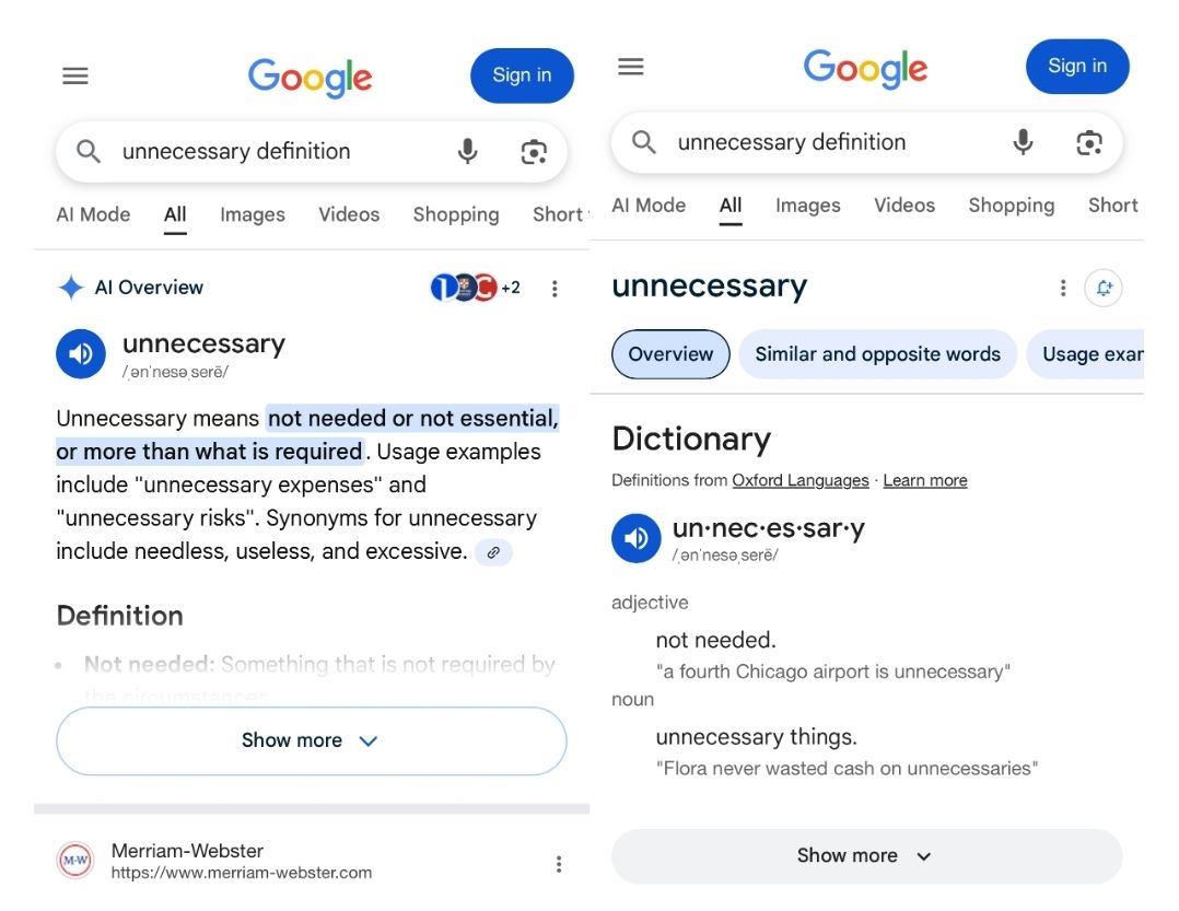 The fact that they've replaced Google box definitions with ai makes me so livid like ??? Forcing someone to use to know what the meaning of a word is so insane considering ai is known for making shit up idgaf