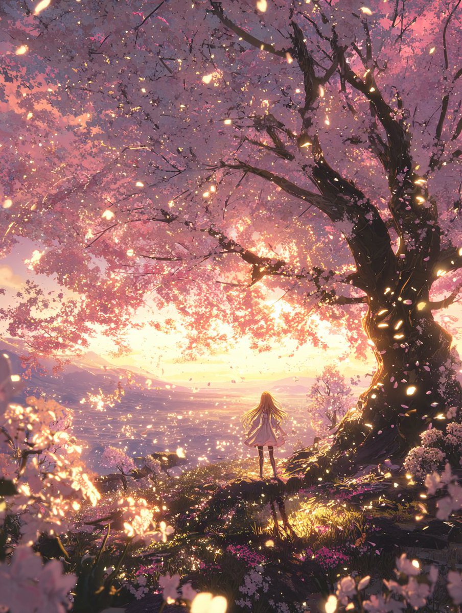 #AIartwithcherrybloom
花びらが光る春。