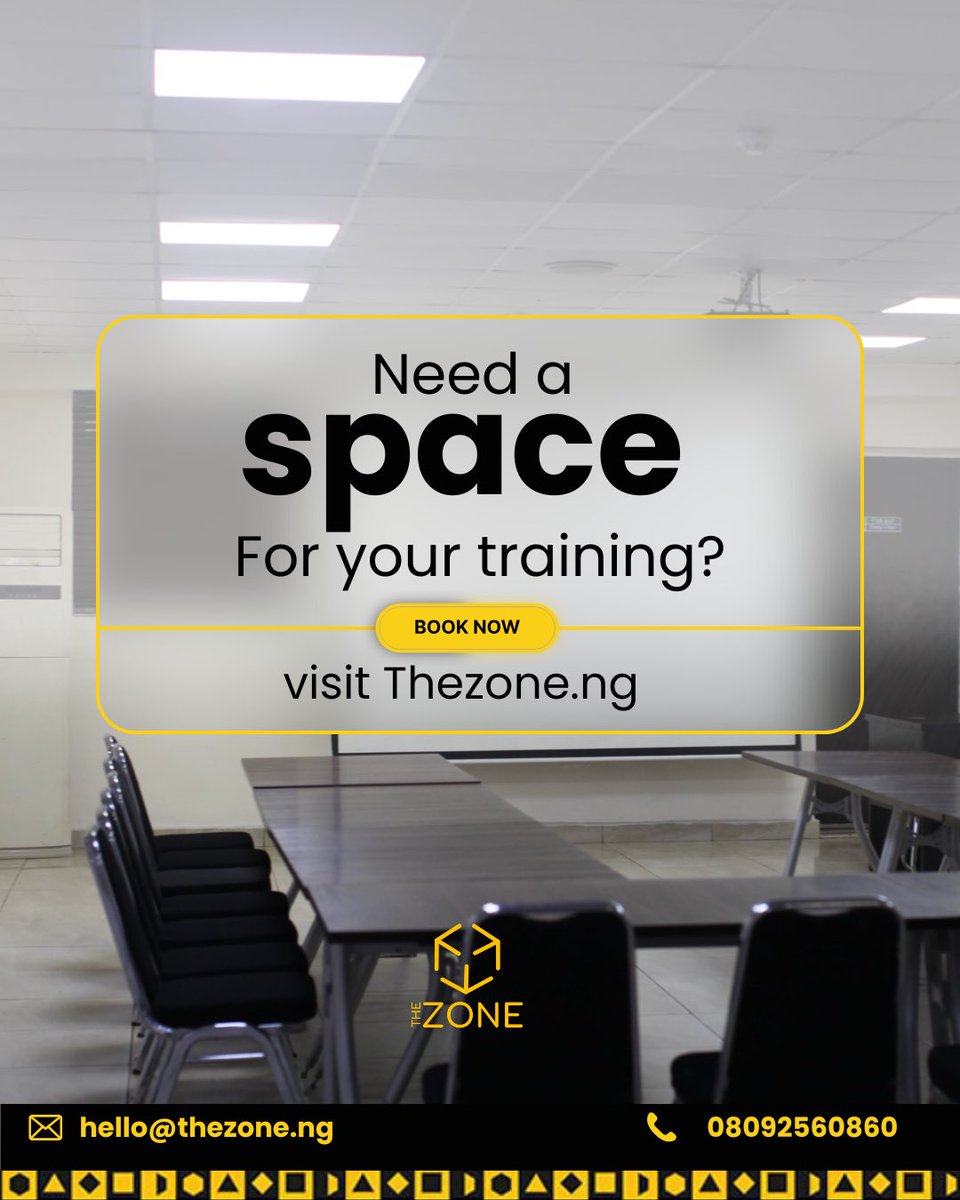 TheZoneNigeria's tweet image. Trainings? 
Trainings are where potential is unlocked and teams elevate. 
Where expertise is honed and confidence shines. The ideal environment makes all the difference. 
Host your next training at The Zone where results meet Premium experiences. ✨
#thezoneng #trainingrooms