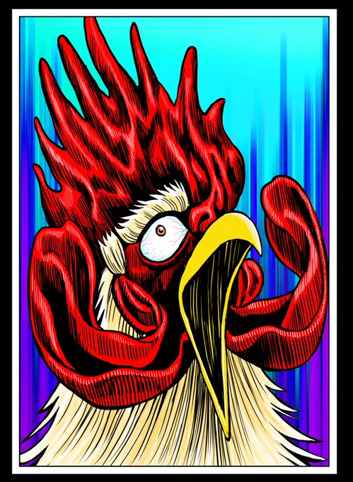 Before the anime drops, reposting the old illustration full of gratitude… America version! #roosterfighter