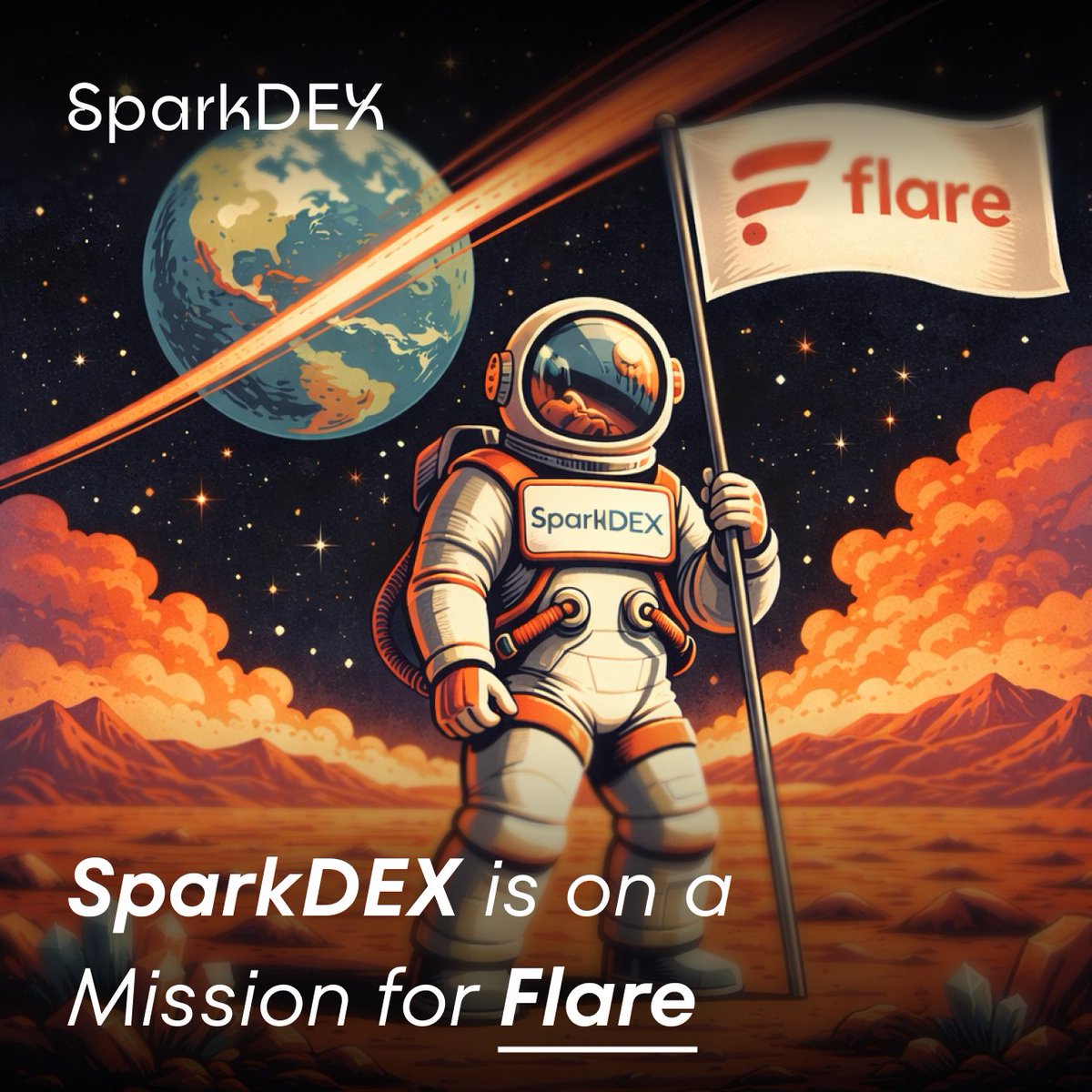 SparkDexAI's tweet photo. SparkDEX is on a mission 🧑‍🚀

On day 1, it was about Flare DeFi: DEX &amp; perps.

Phase 2 added data integrity with FTSO delegation.

And now in phase 3, SparkDEX is supporting network security AND liquidity with liquid staking.

SparkDEX is about elevating Flare EVERYTHING. https://t.co/mTGehuZyY1