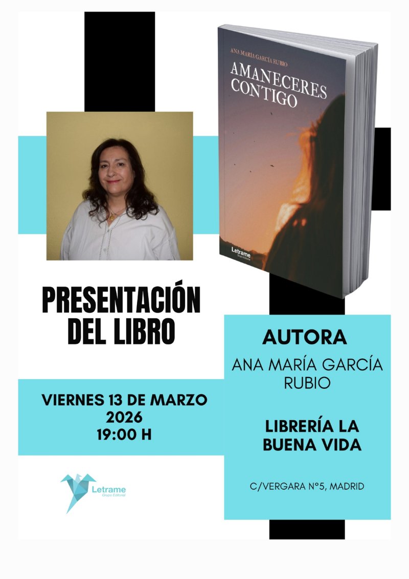 LaBuenaVidaLib's tweet image. Mañana viernes recibimos a Ana María García Rubio que viene a presentarnos su libro 'Amaneceres contigo' (#Letrame).

La entrada es libre hasta completar aforo pero puedes asegurarte tu plaza de asiento aquí:
acortar.link/dYWjsJ

#libreríasdemadrid #libreríasindependientes