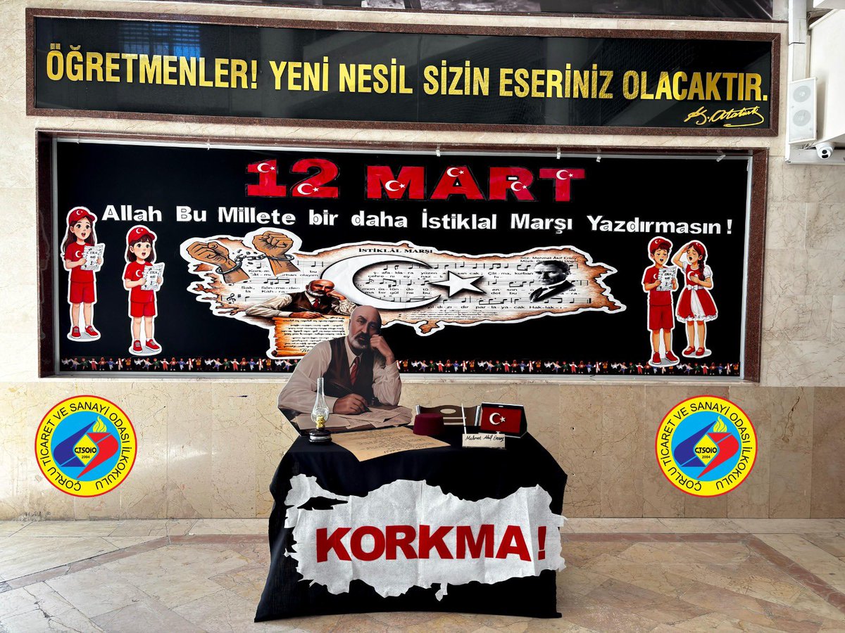CorluOdas's tweet photo. 12 Mart İstiklal Marşı’nın Kabulü ve Mehmet Akif Ersoy’u Anma Günü kapsamında okulumuzda düzenlediğimiz programda, öğrencilerimizle birlikte milli şairimiz Mehmet Akif Ersoy’u saygı ve minnetle andık. https://t.co/qiJ9woHVTs