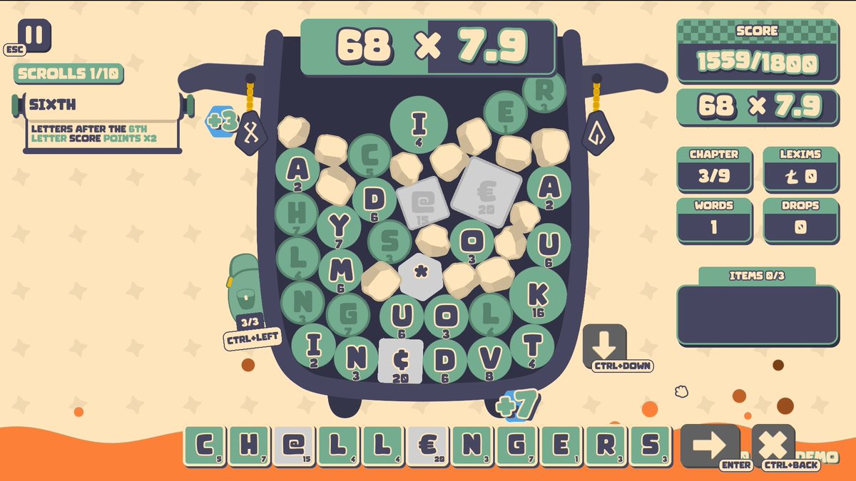 itchio's tweet photo. Lexispell (Free Demo): Strategy meets physics, in this roguelike word game, where you combine spelling with cool upgrades to score high 

https://t.co/gnUlhP8TT8 https://t.co/vr6AC68Y5t