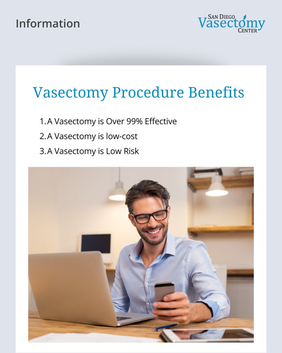 SDVasectomy's tweet photo. A vasectomy offers high effectiveness, minimal downtime, and long-term value compared to other methods. It’s a straightforward choice for men who want confidence and clarity in their family planning decisions. Learn more: https://t.co/7o7t59kf5B

#vasectomy #vasectomyprocedure https://t.co/93InbNvm2G