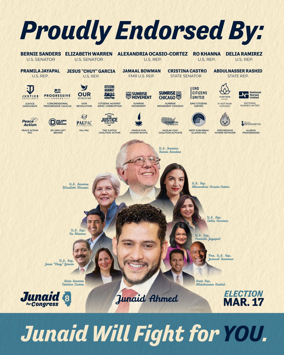 This campaign is for all of us. It’s dark money or democracy, and we know what side we’re on.

#JunaidForUS #IL08

Join us in our fight today:
secure.actblue.com/donate/junaid_…