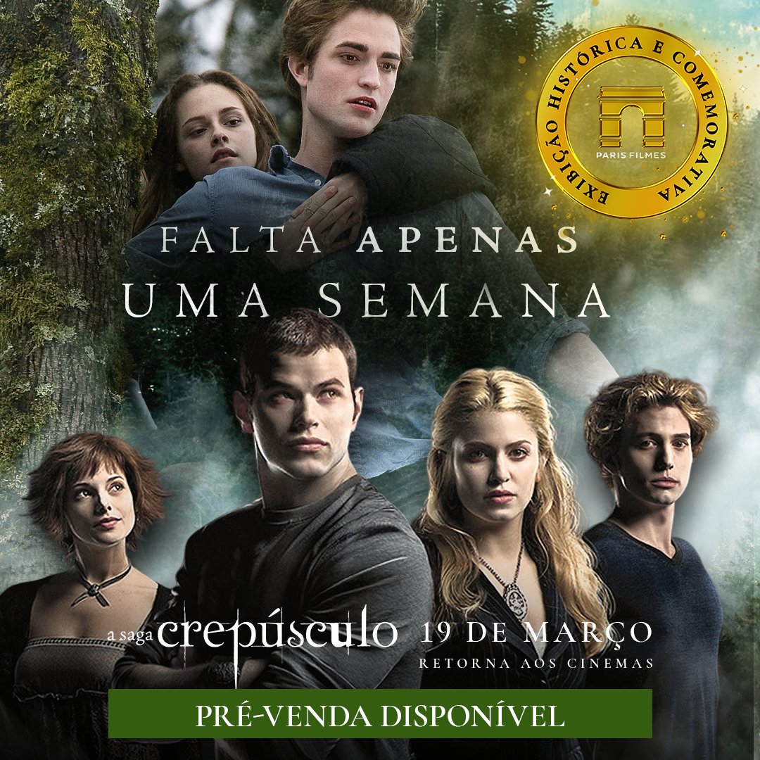 ParisFilmes's tweet image. A nostalgia está chegando aos cinemas! 🌙🍿

Vocês já garantiram o ingresso para assistir a reexibição histórica e comemorativa de Crepúsculo, a partir de 19 de março, exclusivamente nos cinemas.

Pré-venda disponível.

#Crepúsculo #Twilight #CrepúsculoReexibição #ParisFilmes