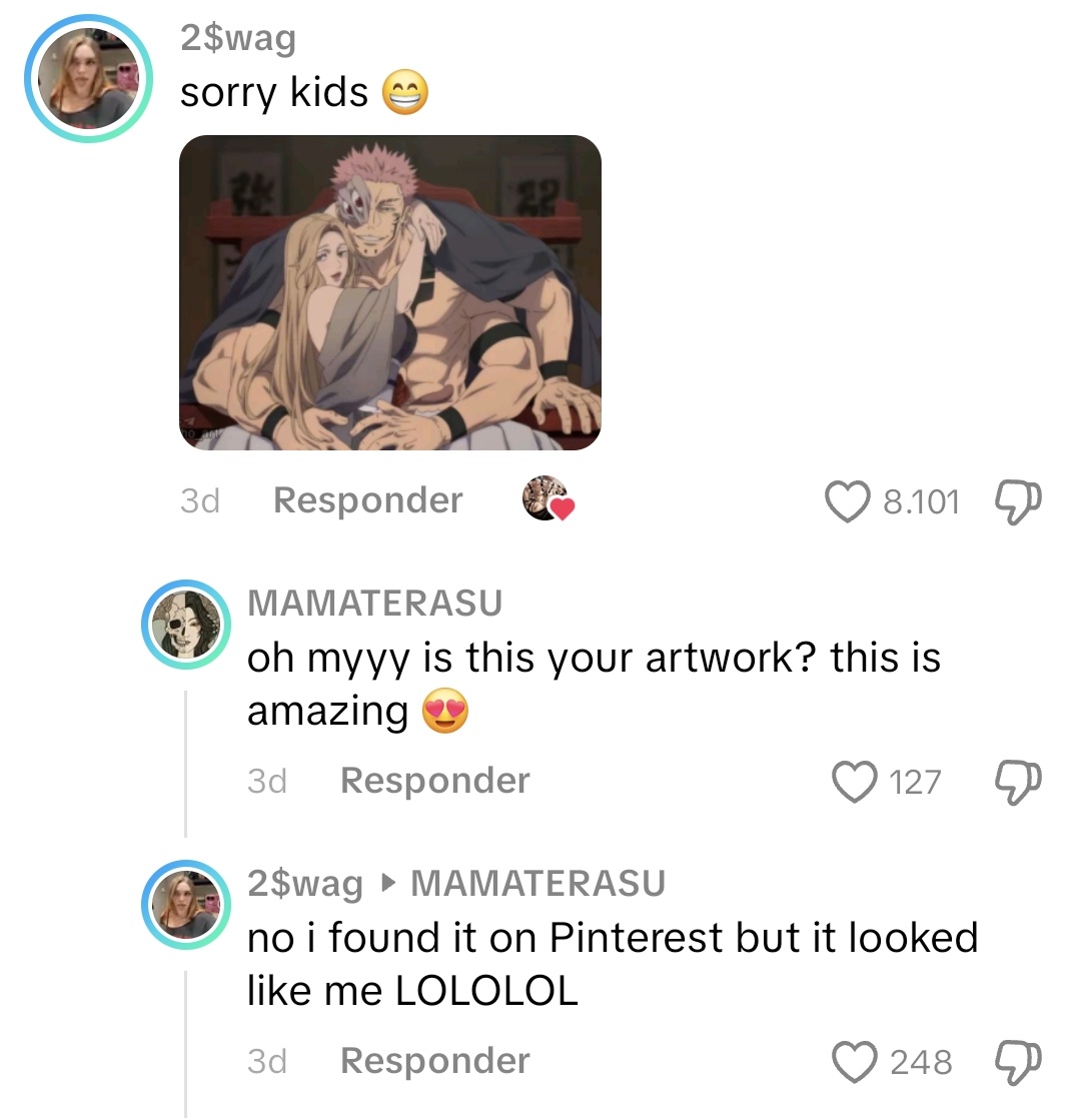 I would be extremely upset if someone took a Yume artwork I commissioned, reposted it on Pinterest, and people started using that art  for themselves. I truly feel sorry for whoever is this insert/oc owner , this is very frustrating.