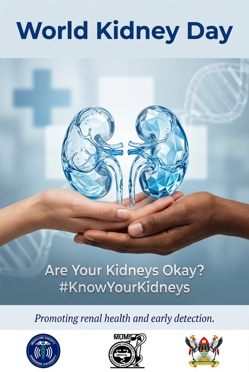 MakMedSociety's tweet photo. Your kidneys work hard for you. Are you looking out for them? 🩺
On #WorldKidneyDay, we’re advocating for early detection and renal health. From staying hydrated to regular screenings, it's time to #KnowYourKidneys. 💧✨
Join us at MakMS as we promote renal health. https://t.co/rpjfEzXYW8