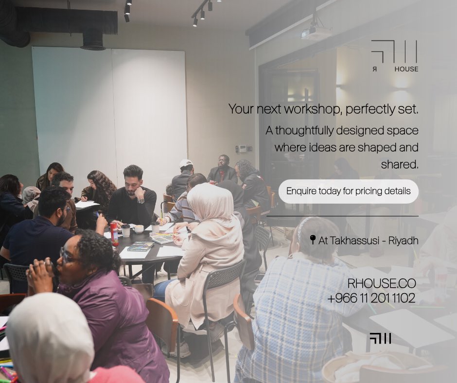 rhouse_sa's tweet photo. Bring your ideas to life at R House workshops.

A creative space built for learning, collaboration, and community.

Host your next workshop with us.

#RHouse #WorkshopsRiyadh #CreativeCommunity #LearningSpace #RiyadhEvents https://t.co/hdgauHEQPz