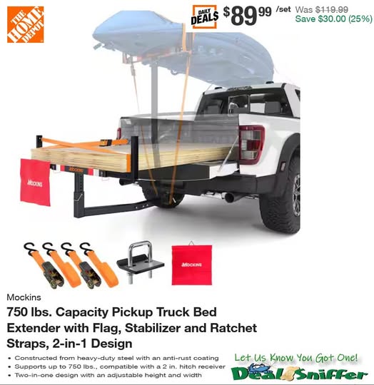 dealsniffer's tweet image. 🚨 25% OFF Mockins 750 lbs. Capacity Pickup Truck Bed Extender  🚙
w/ Flag, Stabilizer and Ratchet Straps, 2-in-1 Design 👀
mavely.app.link/e/M5YwOVujkYb 🔗 
#truck #hauling #TruckBed #truckbedextender #construction #diy #homedepot