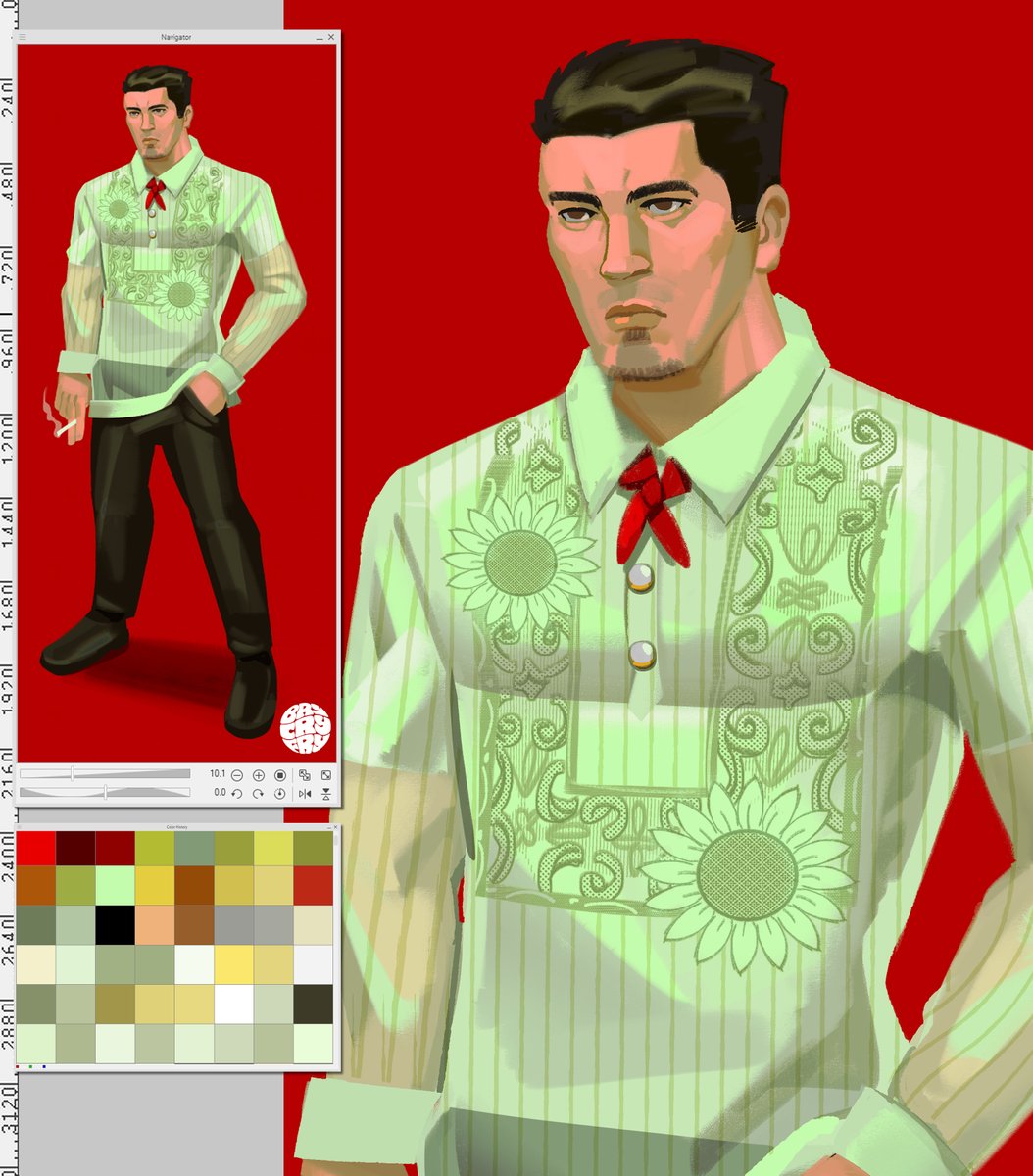 brycryfry's tweet image. kiryu in a barong + the rest of the yakuza 0 cast in barong/filipinana #Yakuzalikeadragon #artph