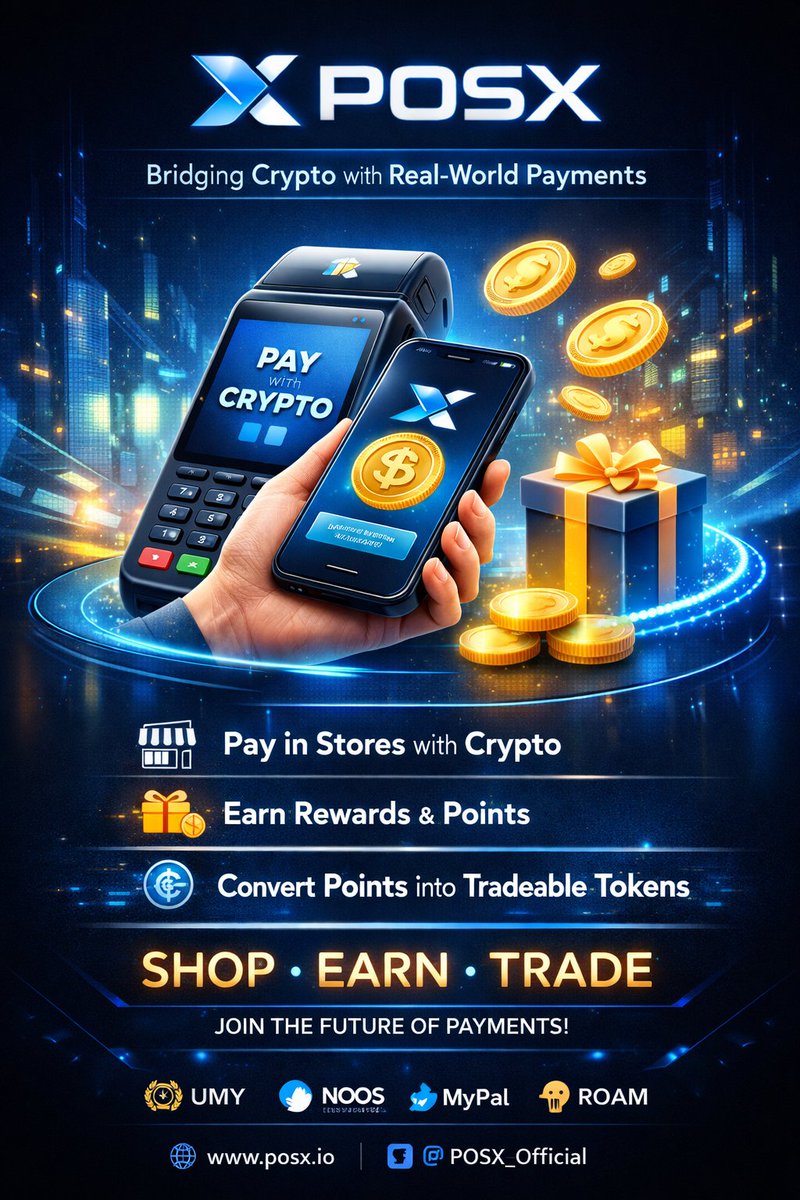 masvan_'s tweet photo. @weroamxyz @umycomofficial @NoosProtocol @POSX_Official @Mypal_Global Imagine paying in stores with crypto and getting rewards at the same time 💰
That’s what POSX is building 💎
Shop • Earn • Trade 🛍️
This could be the future of everyday payments 🪙
@POSX_Official
#1YearRoam #POSX https://t.co/nTO3x03TX5