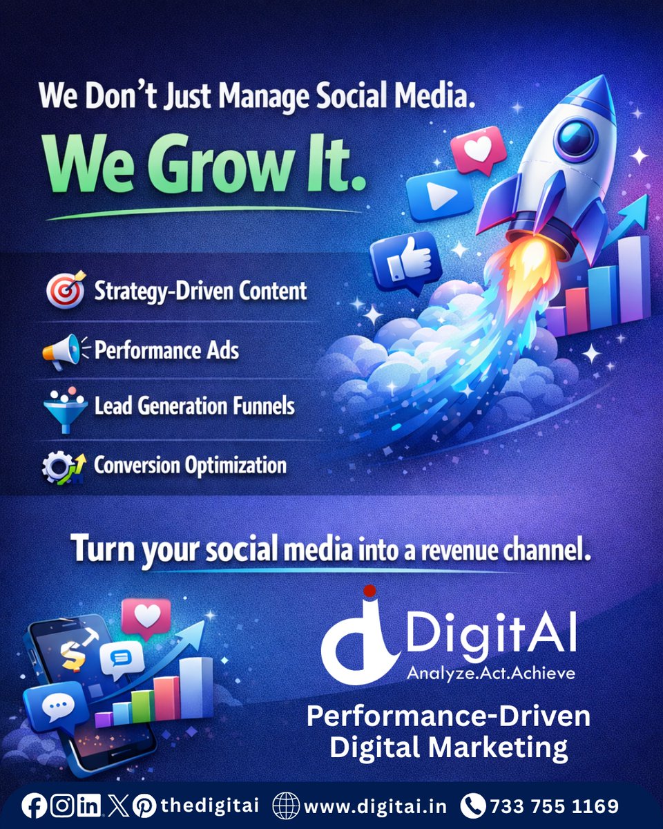 thedigitai's tweet photo. Social media is more than just posting content, it’s about creating real business growth. 

📞 Call: 733 755 1169
🌐 Visit: https://t.co/nQBh592cpk

#Digitai #DigitalMarketingAgency #SocialMediaMarketing #PerformanceMarketing #ConversionOptimization #hyderabad https://t.co/9G8lIdrgMC