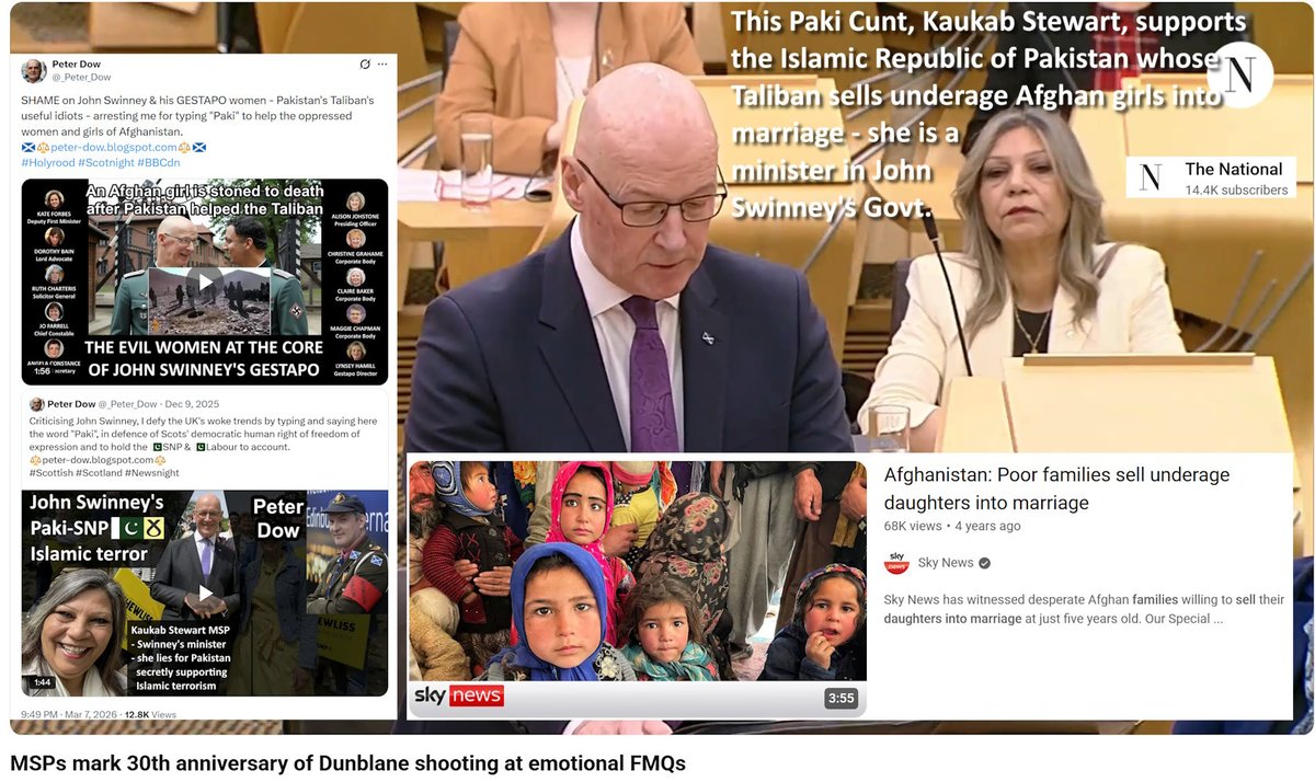 _Peter_Dow's tweet image. This Paki Cunt, 🇵🇰Kaukab Stewart🇵🇰, supports the Islamic Republic of Pakistan, whose Taliban sells underage Afghan girls into marriage - she is a minister in 🤡@JohnSwinney's Govt.
#Holyrood #ScotNight #BBCdn