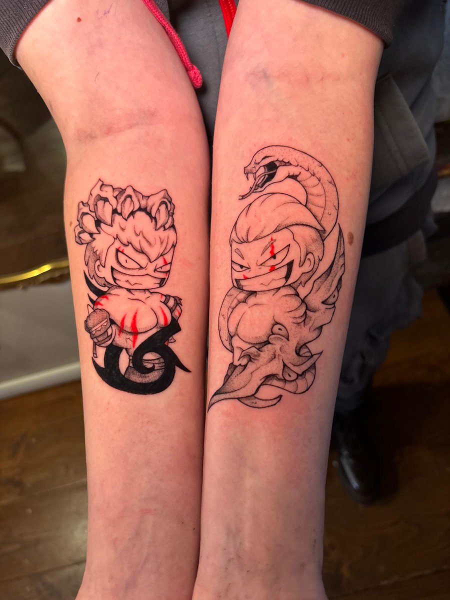 Well, I’m officially too obsessed with these two.
Got my babies on my arms so I can bring them with me wherever I go hehehe

Big thanks to "inky_cap_tattoo" 
She doesn’t have an X account unfortunately, but if anyone wants to support her, you can find her on Insta 💙