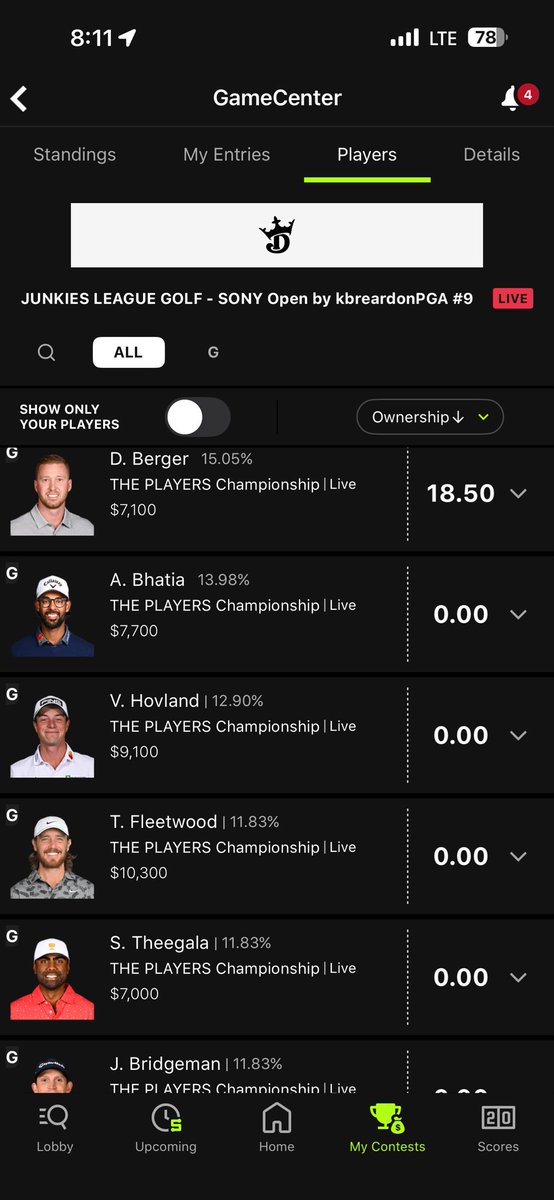 Junkies DFS Contests⛳️⚾️🏈🏀 tweet media