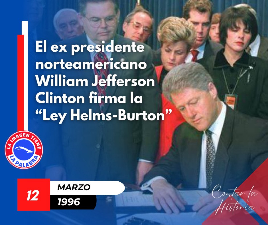 Cuba denuncia sistemáticamente la ley Helms-Burton como un acto de "guerra económica" y "genocida", cuyo objetivo es "doblegar a los cubanos por vía del cerco económico, la miseria, el hambre y la desesperación", y reclama su cese ante la comunidad internacional .