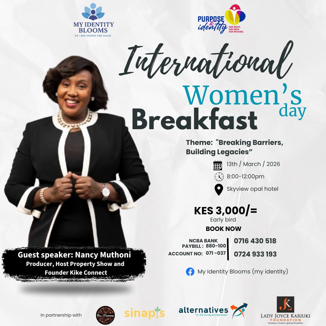 AlternativesGrp's tweet photo. This year's International Women's Day, She Does Business Breakfast, My Identity Blooms in partnership with Purpose &amp; Identity will be celebrating women who have broken insurmountable barriers in their spaces through generosity and collaboration.
@WaitheraGaitho
See you there! https://t.co/upa2uIQGT3