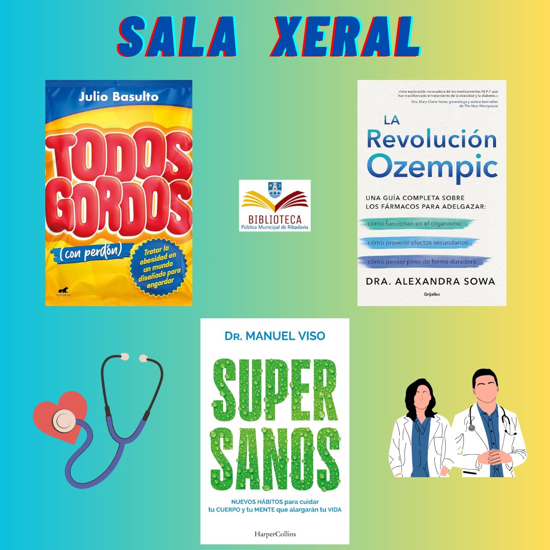 BpmRibadavia's tweet photo. 📚⚕️ NOVIDADES | SAÚDE E BENESTAR
Na sección de Xeralidades da biblioteca incorporamos tres libros actuais que abordan a saúde desde diferentes perspectivas: a alimentación, os novos tratamentos e os hábitos que melloran a nosa calidade de vida. @CRibadavia #fomentolector https://t.co/ayhT6XjxD7