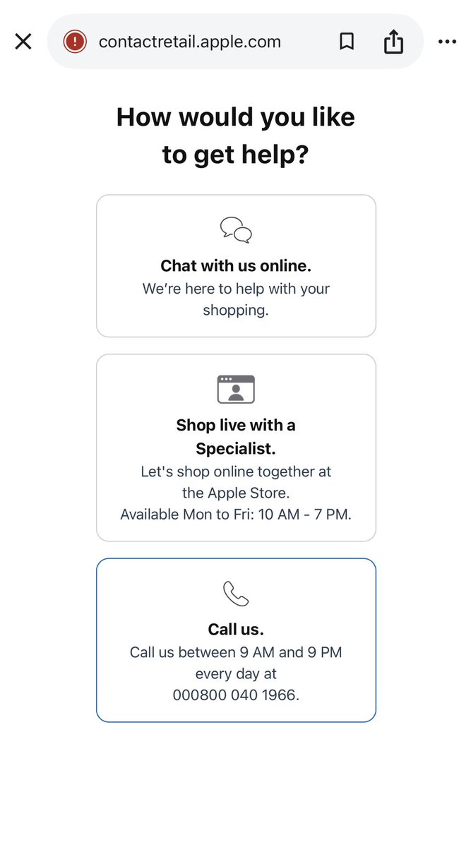 vpc80's tweet photo. @AppleSupport 
Can you update correct contact details of your India store for sales ?
Surprising that you have incorrect information on your website ! Please try calling up the number on the Call Us option. https://t.co/aX1ax5kL9T
