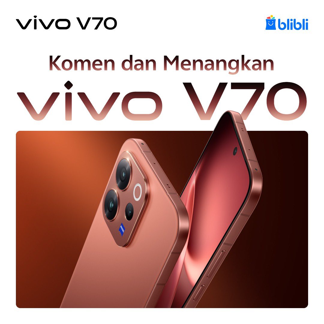 Yuk ikutan Giveaway Spesial VIVOxBlibli🩷
Menangkan 1 vivo V70 GRATIS dengan langkah berikut!

1. Follow akun <a href="/vivo_indonesia/">vivo_indonesia</a> dan <a href="/bliblidotcom/">Blibli</a>
2. Retweet &amp; Like postingan ini 
3. Reply dan Quote Tweet ini dengan fitur favorit kamu dari vivo V70 dan vivo V70 FE
4. Jangan lupa