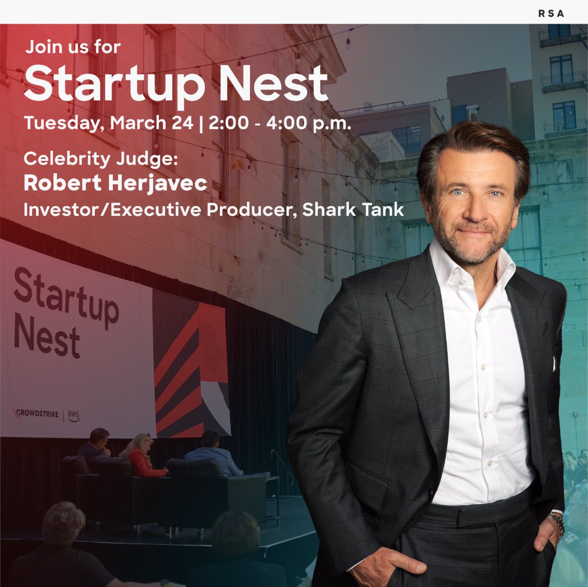 🚀 Startup Nest, hosted by <a href="/CrowdStrike/">CrowdStrike</a> and <a href="/awscloud/">Amazon Web Services</a>, is back at #RSAC.

🔥 Startup pitches from emerging cybersecurity teams
🧠 Judge Q&amp;A with experts from CrowdStrike, AWS, + NVIDIA
🤝 Networking with founders, operators, investors, + security leaders

crwdstr.ke/6017B6Jx7T