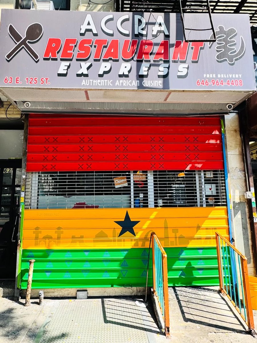 creatizine's tweet photo. The Accra Restaurant in New York by The Abdullahs 

Mural by Janel Young https://t.co/QjAygDXHvt