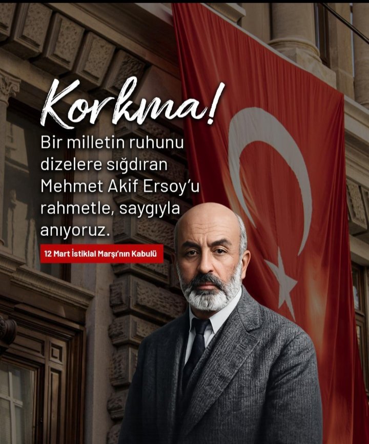 İstiklal Marşı’mızın kabulünün 105’inci yıl dönümünü kutluyor, milli şairimiz Mehmet Akif ERSOY’u rahmet, minnet ve saygıyla anıyoruz.🇹🇷

#İstiklalMarşı