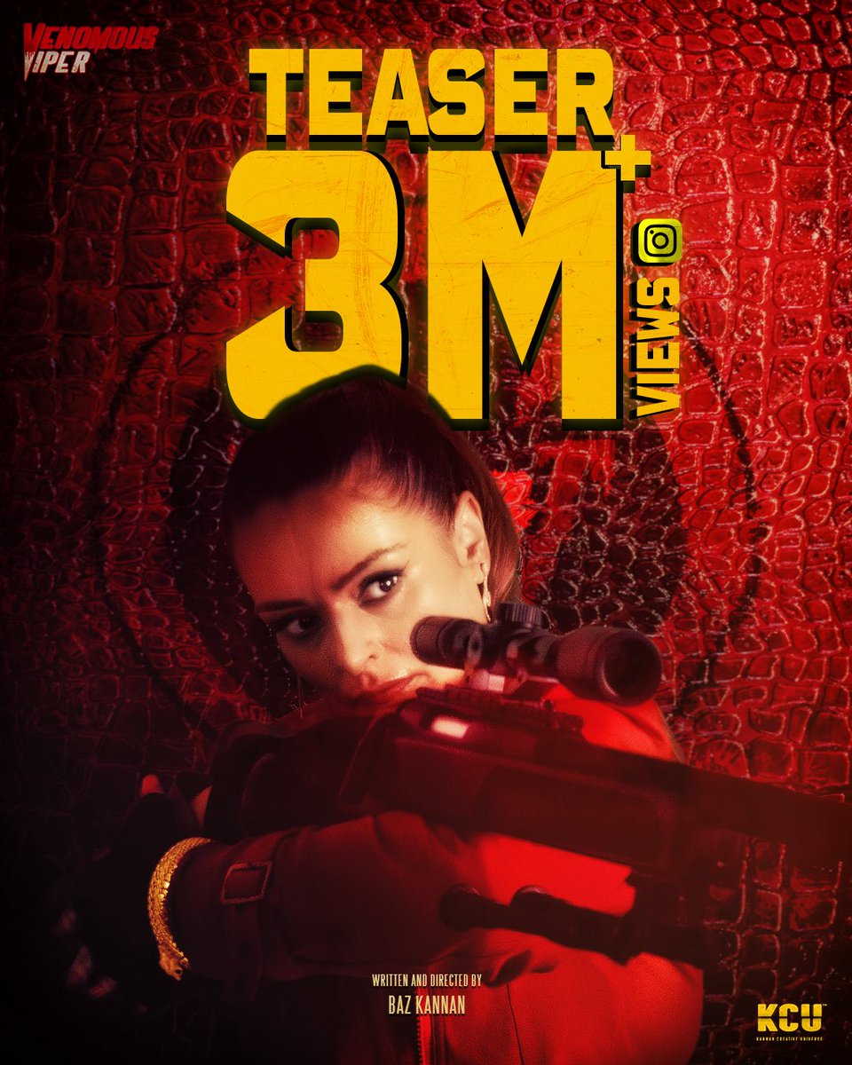 VenomousViperDD's tweet photo. Teaser has 3M+ views on Instagram. Thank you to everyone who watched and supported the Venomous Viper teaser.

The serpent is only just awakening.

#VenomousViper #DishaDas #VenomousViperMovie #KCU #KannanCreativeUniverse https://t.co/65yT2CDKZG