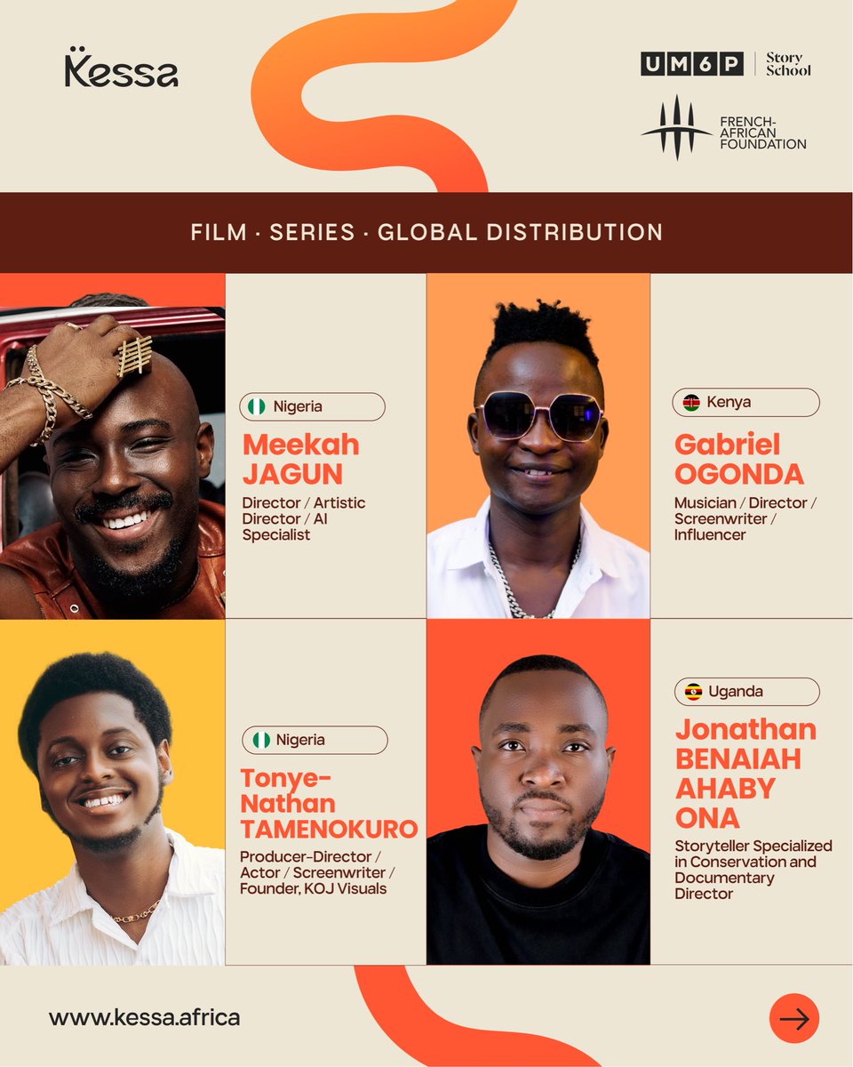 KESSA_2026's tweet photo. KESSA 2026 – Film · Series · Global Distribution (Part 3)

Final group of creators, producers, and distributors bringing African stories to international audiences.

👏 Congratulations to the laureates.

#KESSA #Film #Series #Africa https://t.co/aOgKVRkiAj