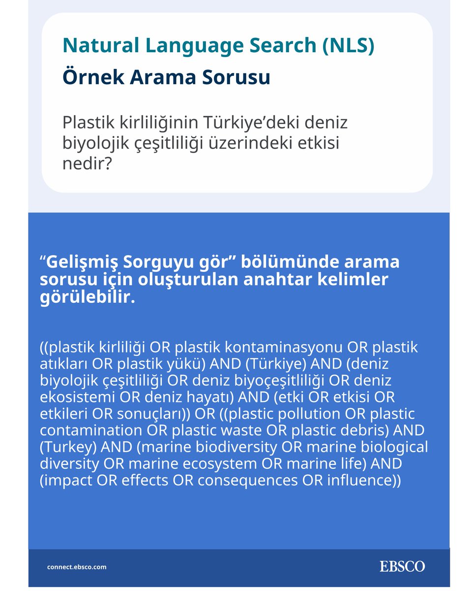 btukutuphane's tweet photo. 🔎 EBSCO Discovery Service (EDS) ile araştırmayı kolaylaştırın.

Doğal Dil Arama ile sorularınızı günlük dilde arayın, AI Insights ile makalelerin temel noktalarını hızlıca inceleyin.

🔗 Arama adresi:
 https://t.co/OPaZB8AG7O

🎥 Kullanım rehberi:
 https://t.co/LNXUygZhAm https://t.co/7PQKGAxq5p