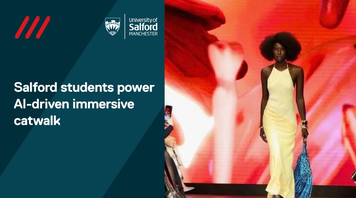 SalfordUni's tweet photo. University of Salford students helped power the ‘world’s first’ AI-driven catwalk in a unique event last month 👠🤖

Read more here - https://t.co/dIZSVo4sls

#salforduni https://t.co/Poa6fnrBDp