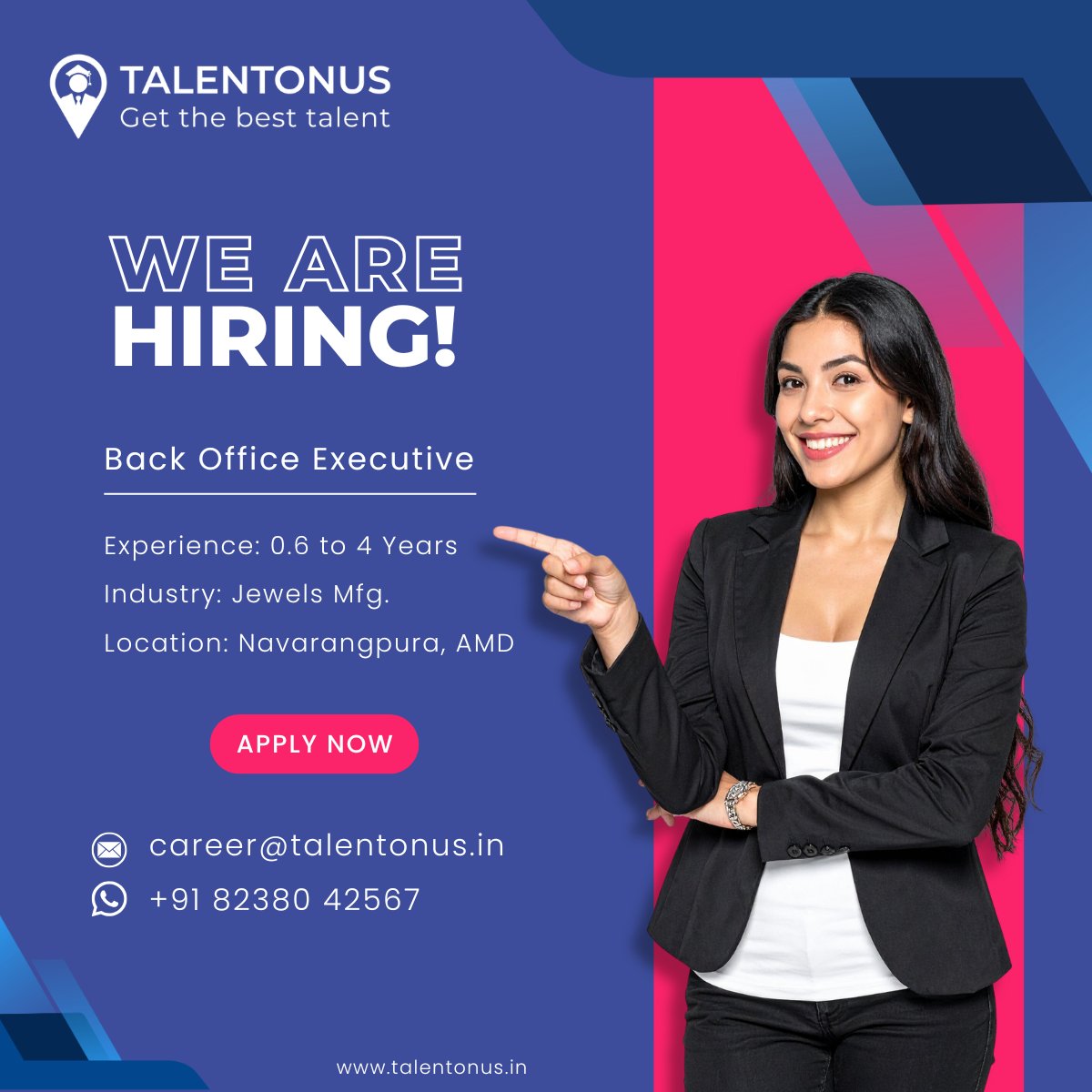 talentonus's tweet photo. We’re Hiring: Back Office Executive 🚀

Position: Back Office Executive
Location: Navarangpura, Ahmedabad
Experience: 0.6 to 4 Years

Send your resume to: career@talentonus.in

#Hiring #AhmedabadJobs #BackOfficeExecutive #JobOpening #HiringNow #FresherJobs #CareerOpportunity https://t.co/sesENcbA0n