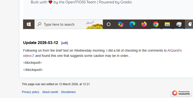 On the one hand it looks as if mental decline is further along than I thought, if my editing of a my wiki entry on an AI text-to-speech app is anything to go by.

On the other hand I think I might have just invented a new Olympic sport.