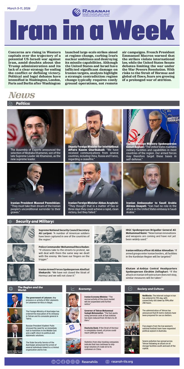rasanahiiis's tweet image. Infographic | This week’s takeaways from the #Iranian press.
 #IranInAWeek