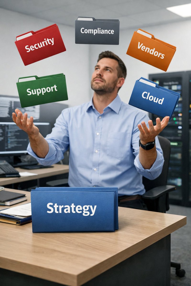 mstrait1171's tweet photo. Something I keep seeing with internal IT teams:

They’re not short on skill.
They’re short on capacity.
Support, security, compliance, vendors, cloud, backups, users.

That’s a lot for a small team to carry while also trying to improve the business.

What others are seeing? https://t.co/dGufrdMg87