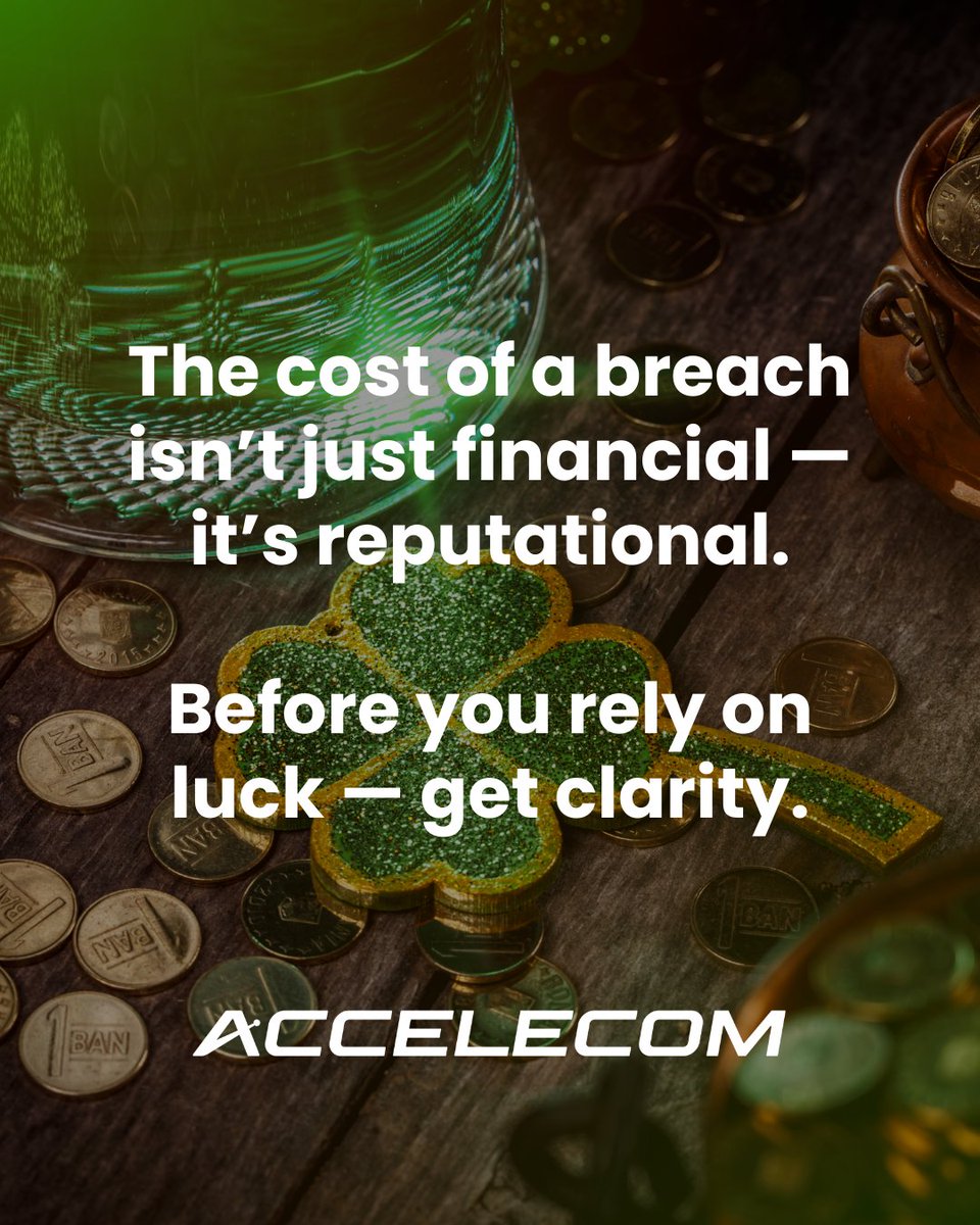 The cost of a breach isn’t just financial — it’s reputational.

This March, Accelecom is offering a complimentary network security evaluation for qualified organizations.

🍀 Before you rely on luck — get clarity.
📞 Schedule your evaluation today: (888) 662-6324