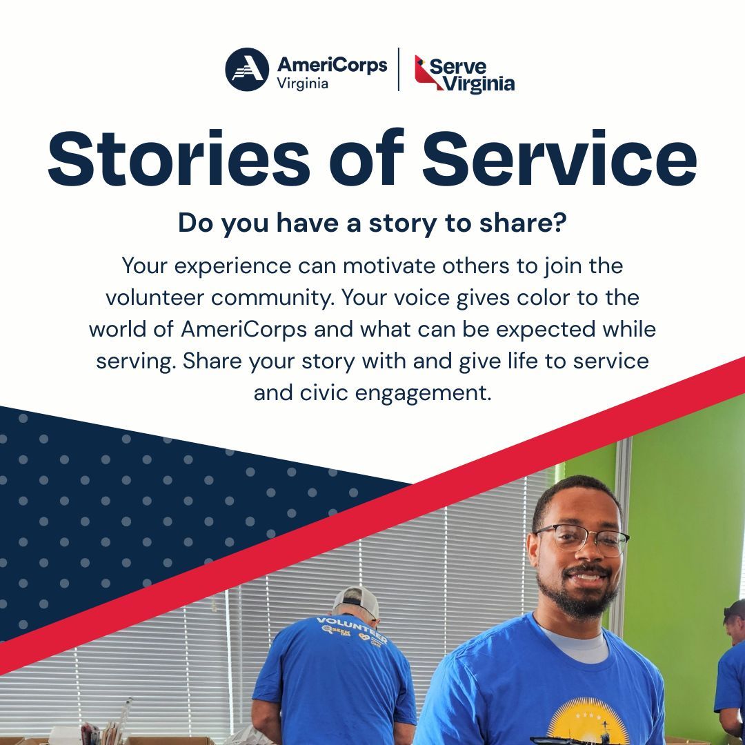 serve_virginia's tweet photo. As #AmeriCorpsWeek winds down, we invite AmeriCorps members & alumni to share a Story of Service to help us continue to celebrate & raise awareness about the positive impact of national service year-round, inspiring others to get involved: https://t.co/AO2pf9uyh3 #AmeriCorpsWorks https://t.co/A1fO9r5CFM