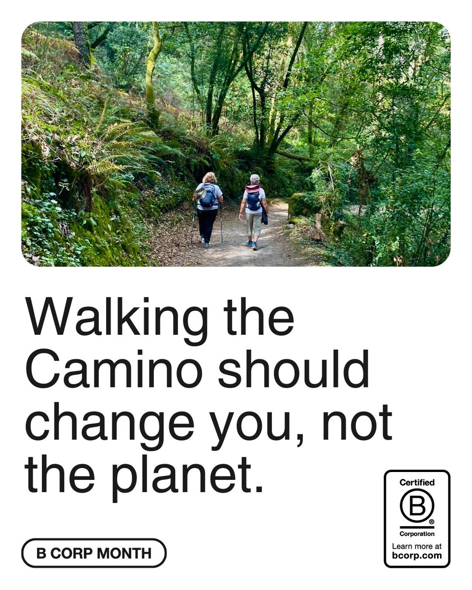 followthecamino's tweet photo. When we became a Certified B Corp, we didn’t just earn a certification. We gained a framework that challenges us to keep improving how we travel, how we work, and how we support the Camino communities.

We’re proud to be the only Camino tour operator certified as a B Corp, but for us this isn’t the finish line: it’s the roadmap.

This B Corp Month, we’re reflecting on how far we’ve come — and the work still ahead.

#BCorpMonth #BCorp #SustainableTravel #CaminoDeSantiago #TravelBetter