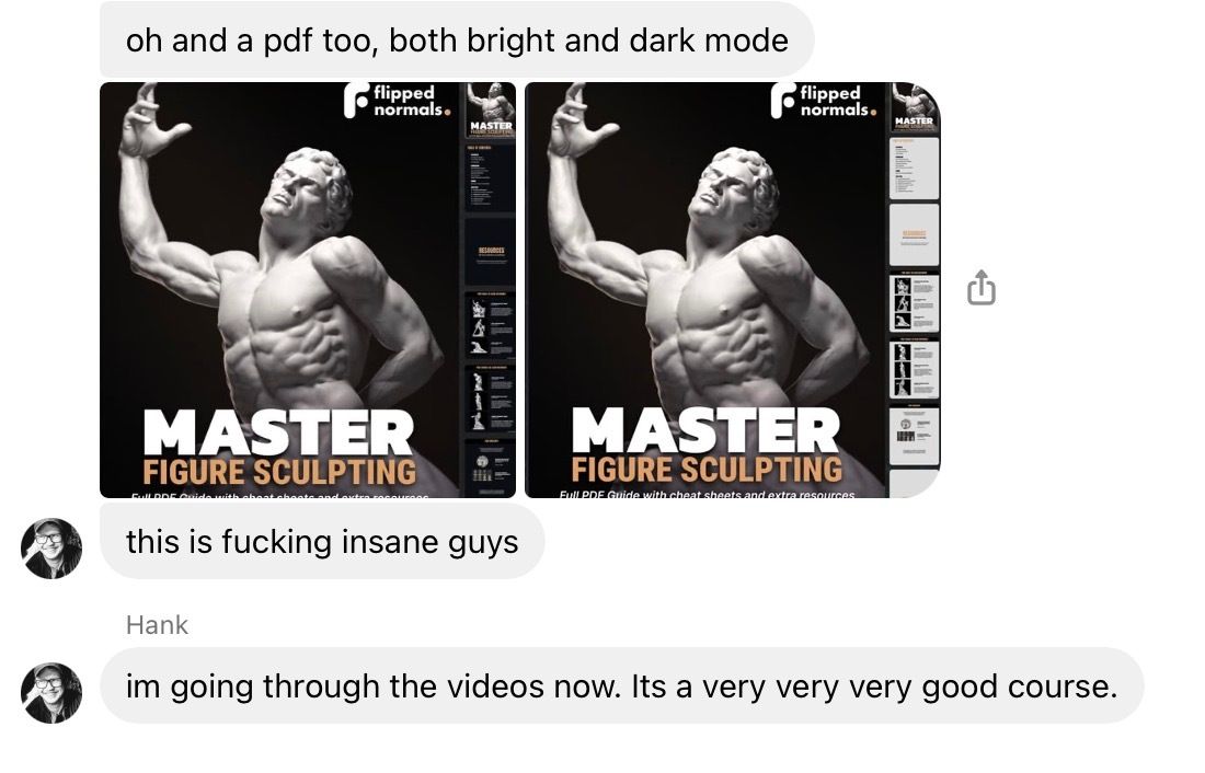 FlippedNormals's tweet photo. Morten and Henning's first reaction to @logan_wiesen_ handing in the Master Figure Sculpting course 👀

Check it out: https://t.co/5PZPCViBrm https://t.co/qYvSTvkK8z